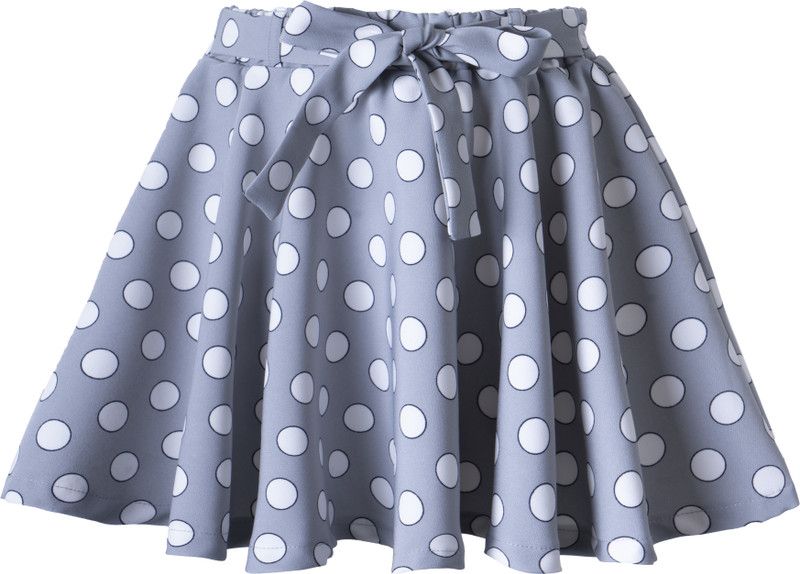 Girls Polka Print Flared Grey Skirt