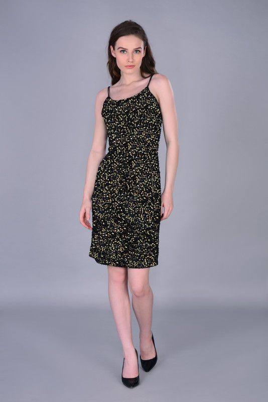 Women Bodycon Gold, Black Dress