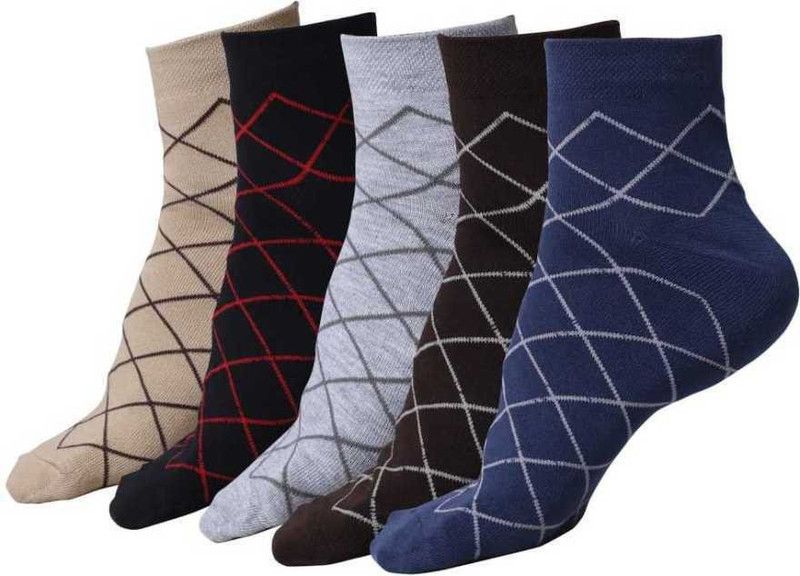 Men & Women Checkered Ankle Length  (Pack of 5)