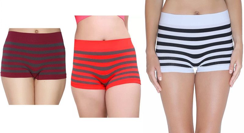 Pack of 3 Women Boy Short Purple, Red, White, Black Panty