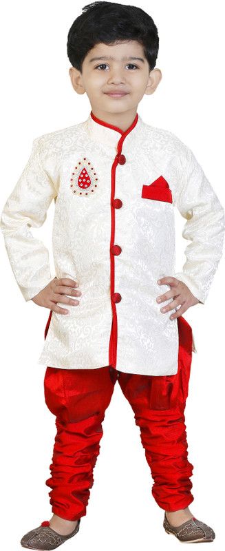 Boys Kurta and Pyjama Set  (White Pack of 1)