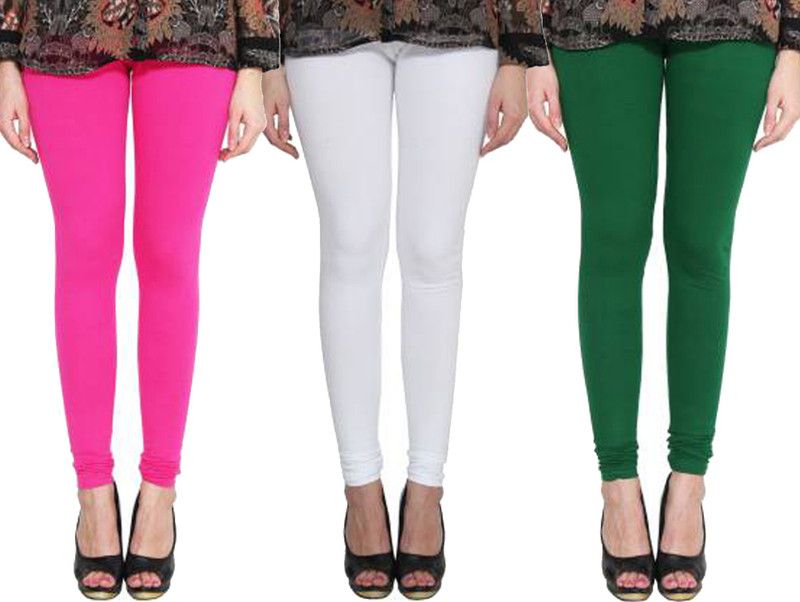 Western Wear Legging  (Pink, White, Dark Green, Solid)