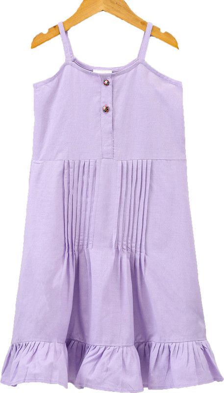 Girls Below Knee Casual Dress  (Purple, Sleeveless)
