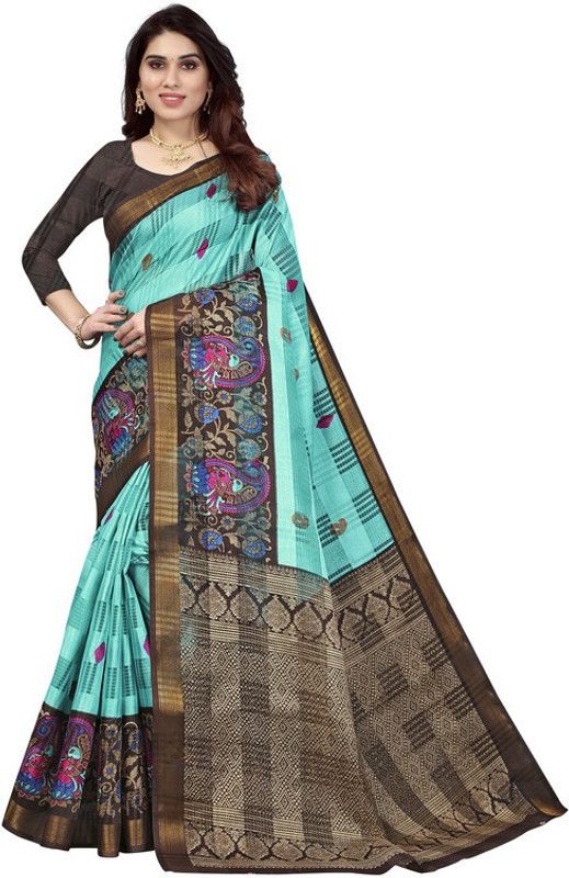 Fashion Cotton Silk Saree  (Light Blue)