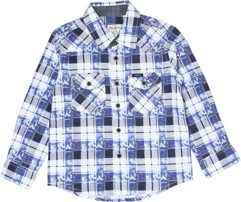 Boys Regular Fit Checkered Curved Collar Casual Shirt