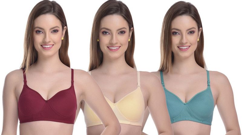 Pack of 3 Women Full Coverage Lightly Padded Bra  (Grey)