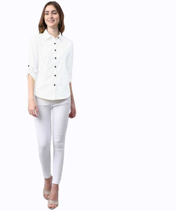 Women Solid Cotton Silk Straight Kurta  (White)
