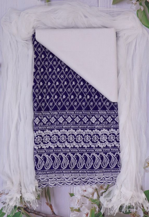 Unstitched Pure Cotton Salwar Suit Material Solid