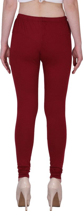 KLOVZKIN Churidar Length Western Wear Legging  (Maroon, Solid)