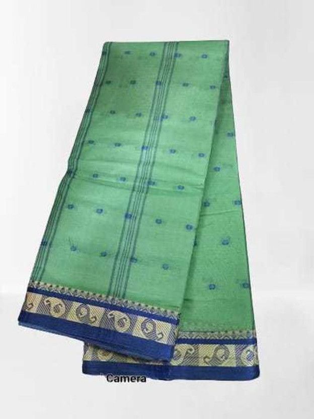 Self Design, Embroidered Tant Pure Cotton Saree  (Light Green)