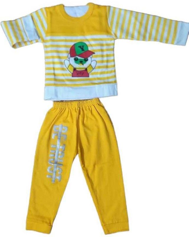 Baby Boys & Baby Girls Casual T-shirt Pyjama  (Gold)