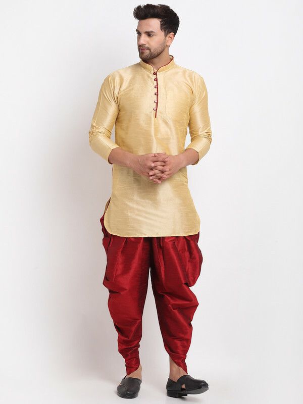 Men Dhoti & Kurta Set Dupion Silk