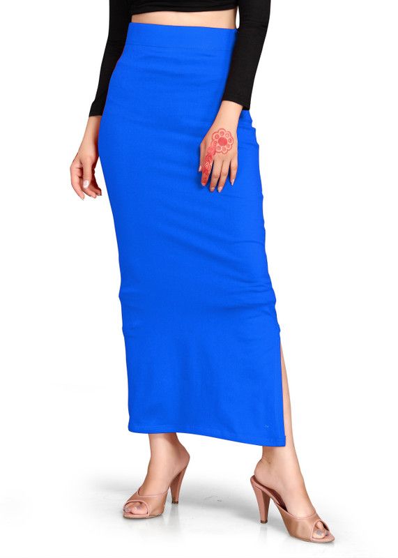 SCUBE DESIGNS Slim Fit Saree Shapewear Blue (M) Lycra Blend Petticoat  (M)