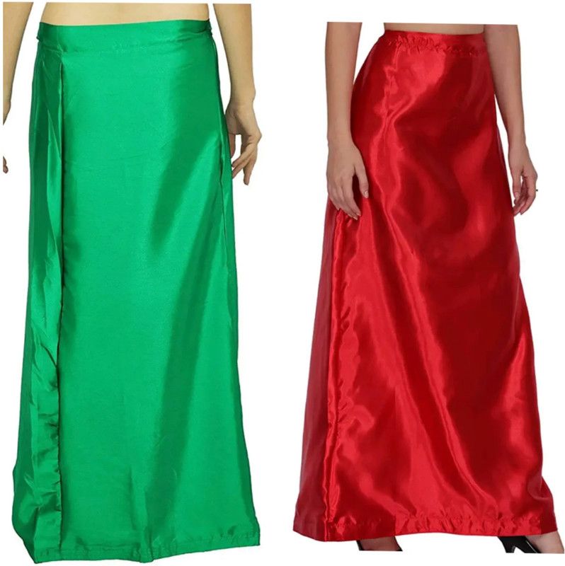 Red or Dark sea green Pure Silk, Pure Satin Petticoat  (Free)