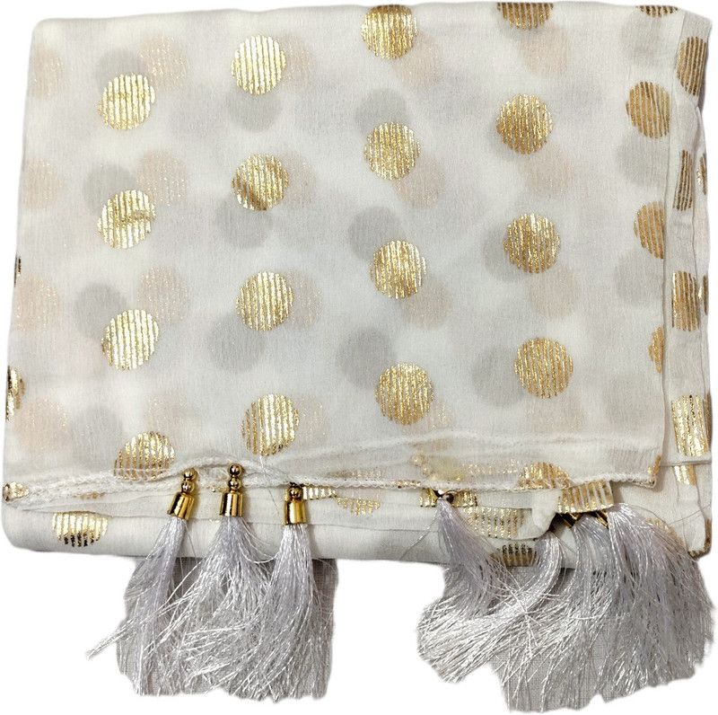 Chiffon Self Design White Women Dupatta