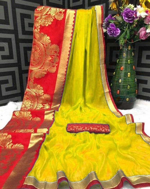 Self Design Bhagalpuri Cotton Blend Saree  (Green)
