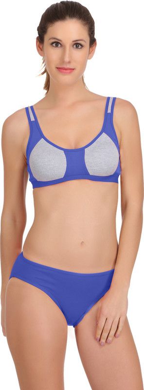 Bra & Panty Set Self Design Multicolor, Blue Lingerie Set