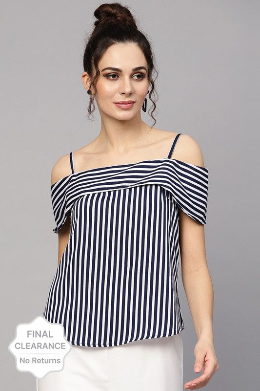 Casual Sleeveless Floral Print Women Dark Blue, White Top