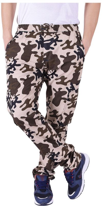 Men Printed Beige Track Pants