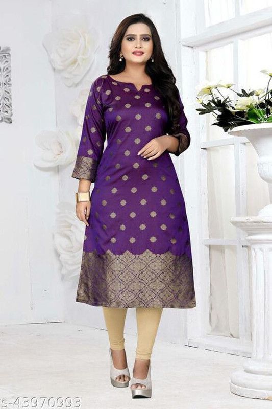 Women Printed Tussar Silk Straight Kurta  (Multicolor)