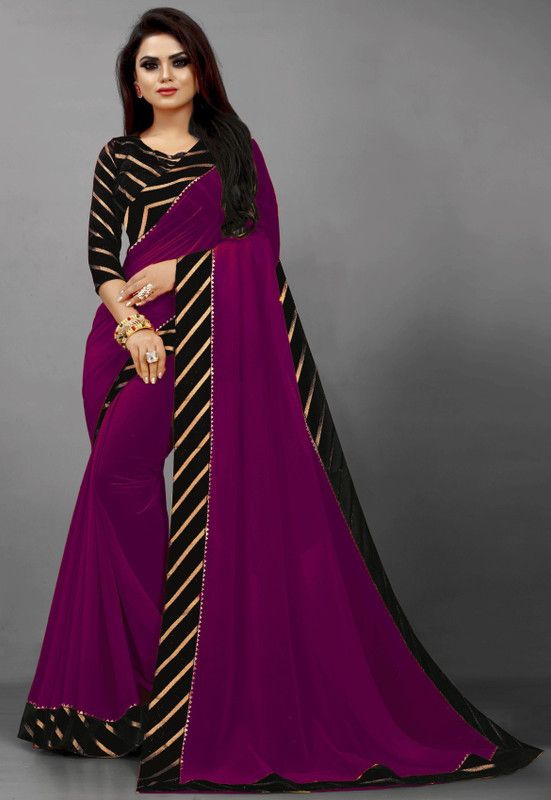 Gadwal Art Silk Saree  (Purple)