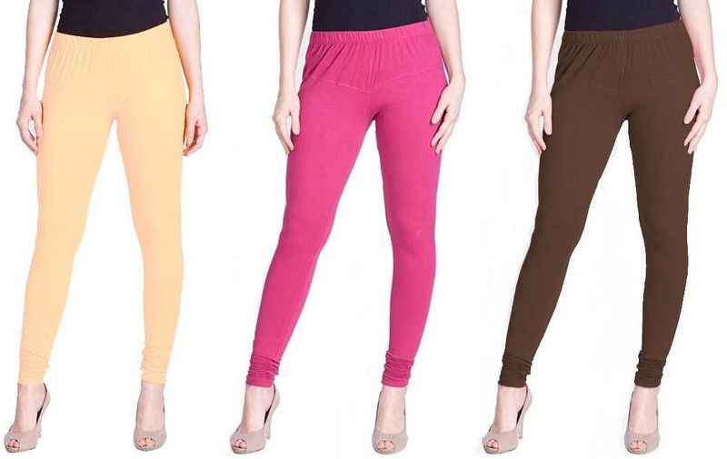 Haute And Bold Churidar Ethnic Wear Legging  (Brown, Pink, Beige, Solid)