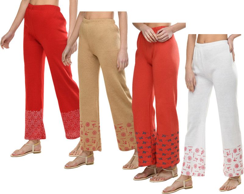 Women Regular Fit Multicolor Wool Trousers