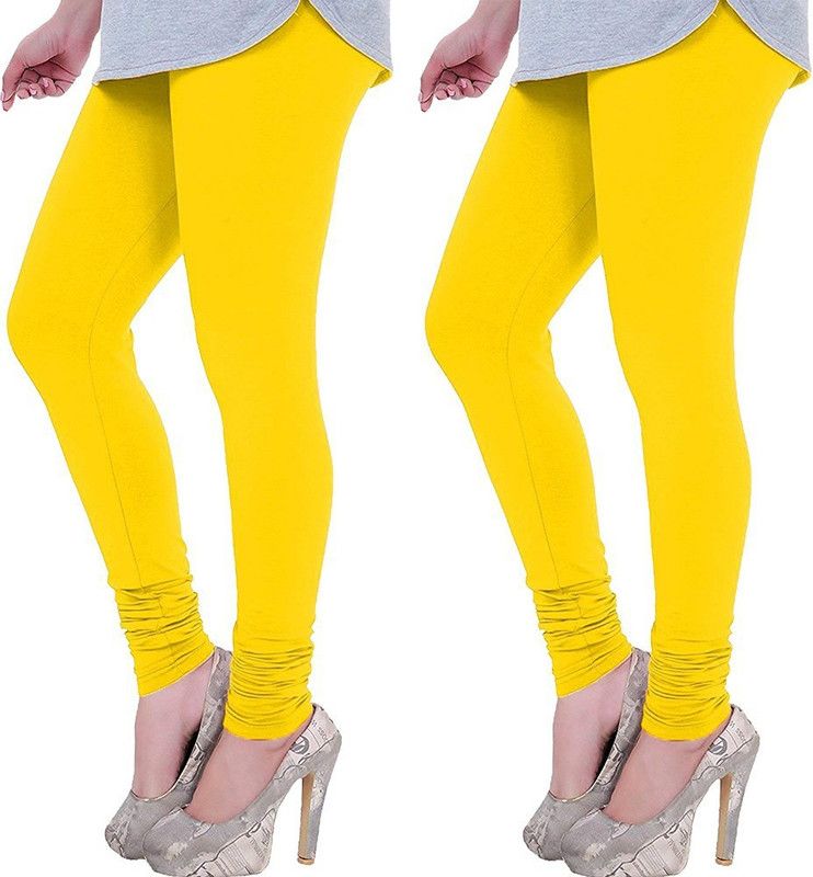 round off Churidar Ethnic Wear Legging  (Yellow, Solid)