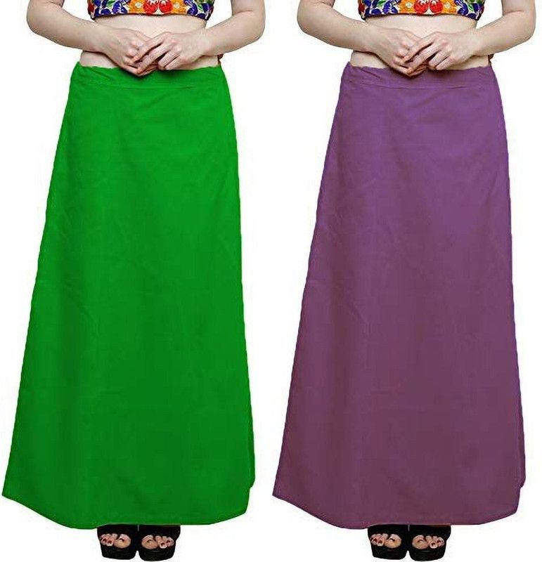 NewBELL P2_C Green_Light Purple Pure Cotton Petticoat  (Free)