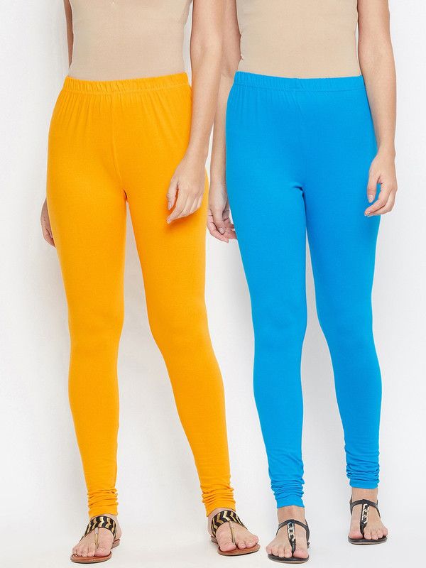 AINE Churidar Length Western Wear Legging  (Yellow, Solid)