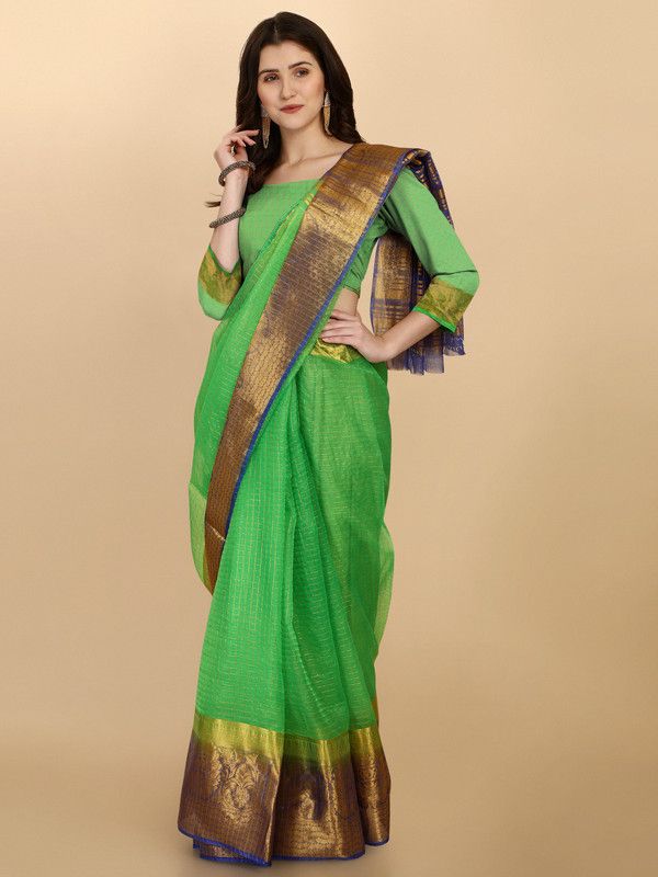 Self Design Daily Wear Organza Saree  (Light Green)