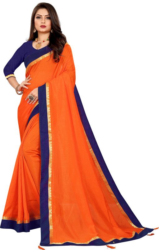 Self Design Bhagalpuri Tussar Silk Saree  (Orange)