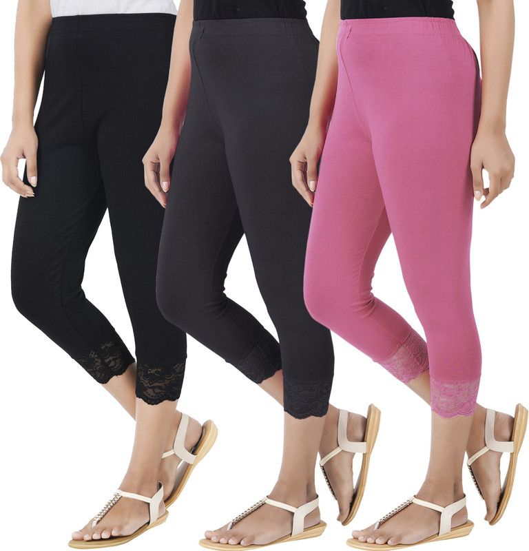 Capri Leggings Women Black, Grey, Pink Capri