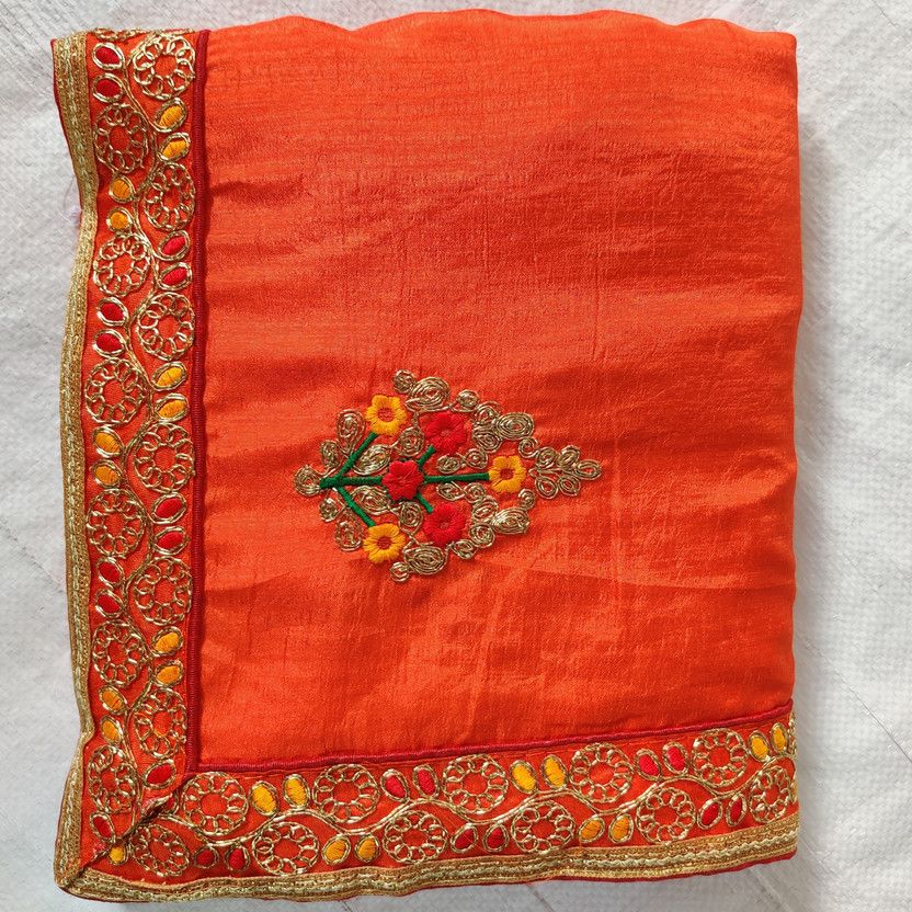Embroidered, Embellished Bollywood Art Silk Saree  (Orange)