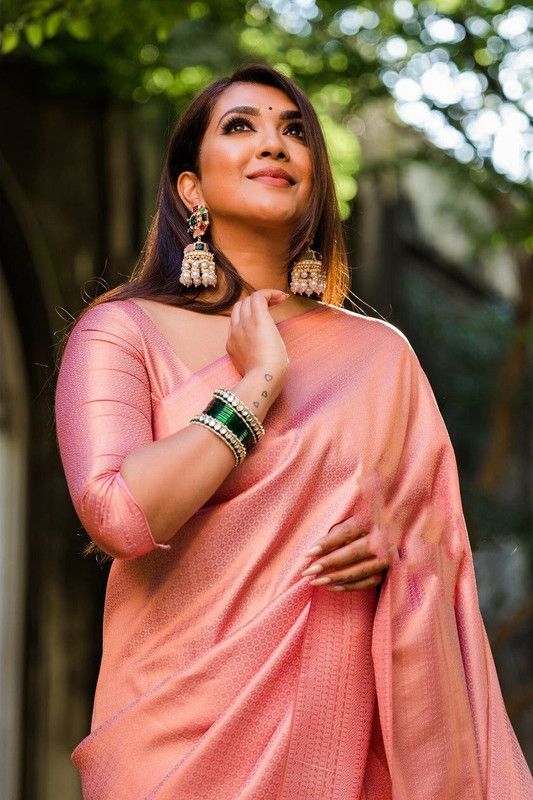Solid/Plain, Self Design Banarasi Art Silk Saree  (Pink)