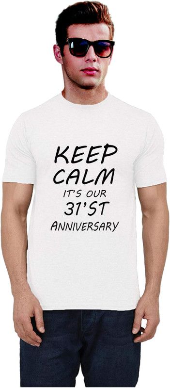R-SC-2018-4259 Men Printed Round Neck Cotton Blend White T-Shirt
