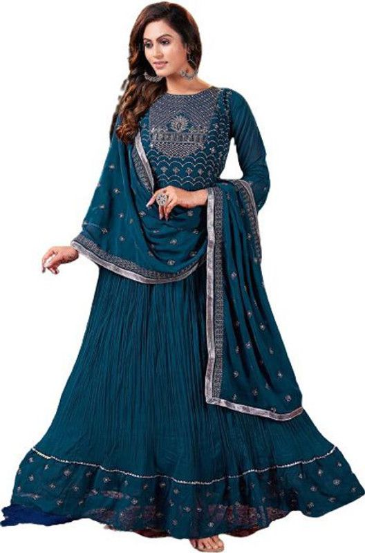 Embellished Stitched Lehenga Choli  (Blue)