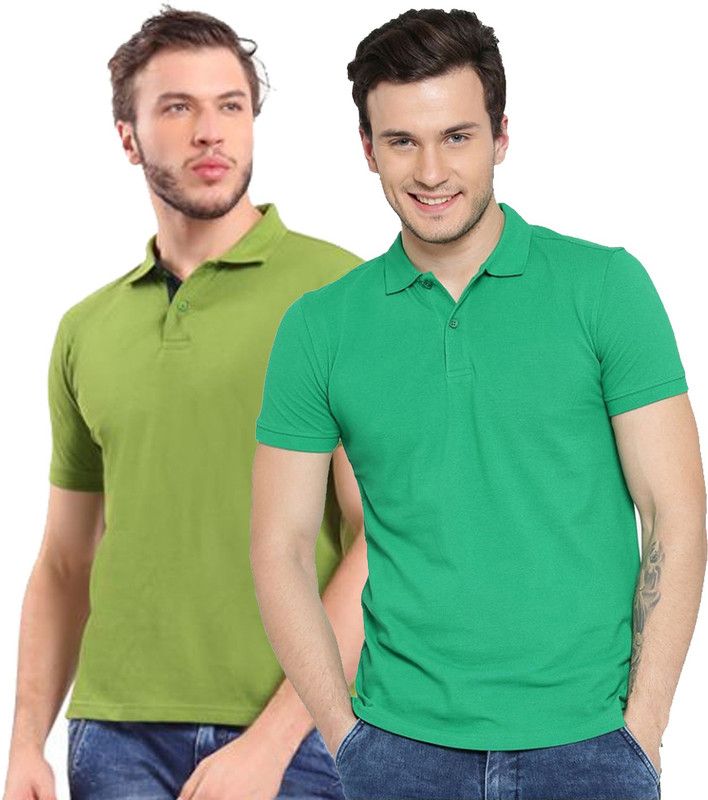 Solid Men Green, Light Green T-Shirt  (Pack of 2)
