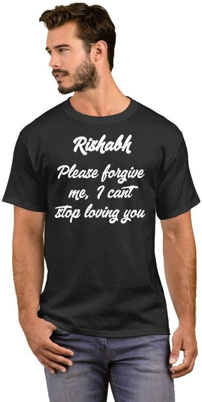 Rishabh Please forgive me can't stop loving you Men Typography Round Neck Cotton Blend White, Black T-Shirt