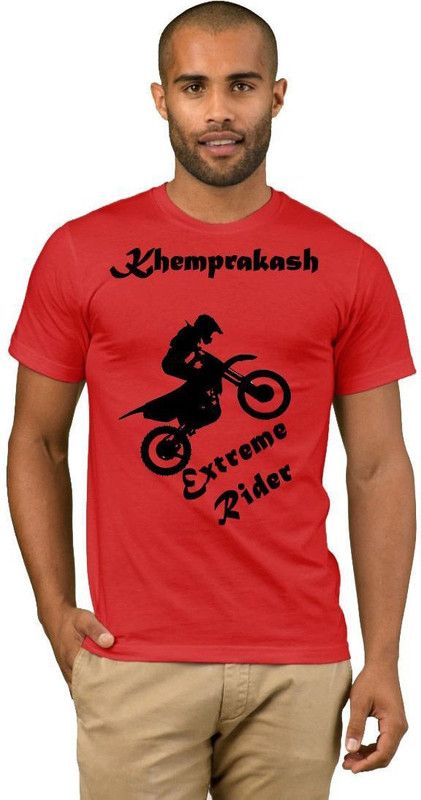 Khemprakash Bike Rider Quotation V23 Men Printed Round Neck Cotton Blend Red T-Shirt