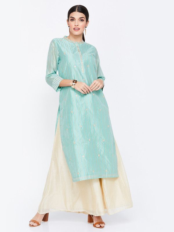 Women Printed Modal A-line Kurta  (Light Green)