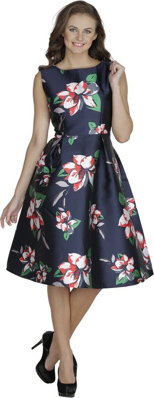 Women Gathered Dark Blue Dress