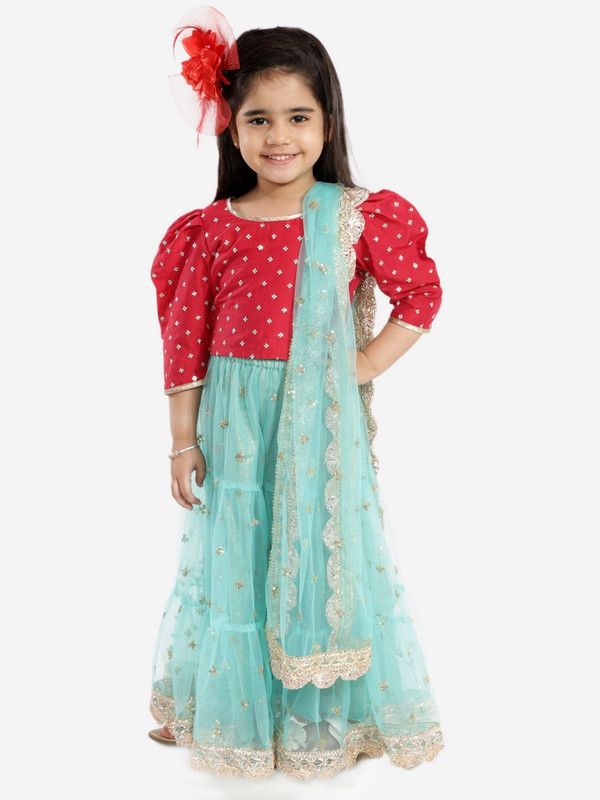 Girls Lehenga Choli Ethnic Wear Embellished Lehenga, Choli and Dupatta Set  (Multicolor, Pack of 1)