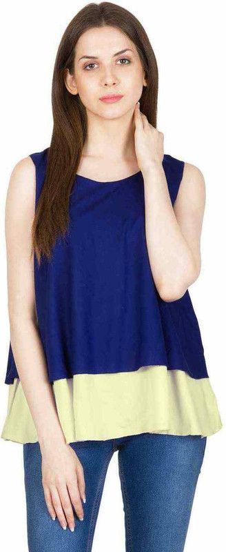 Casual Sleeveless Color Block Women Multicolor Top