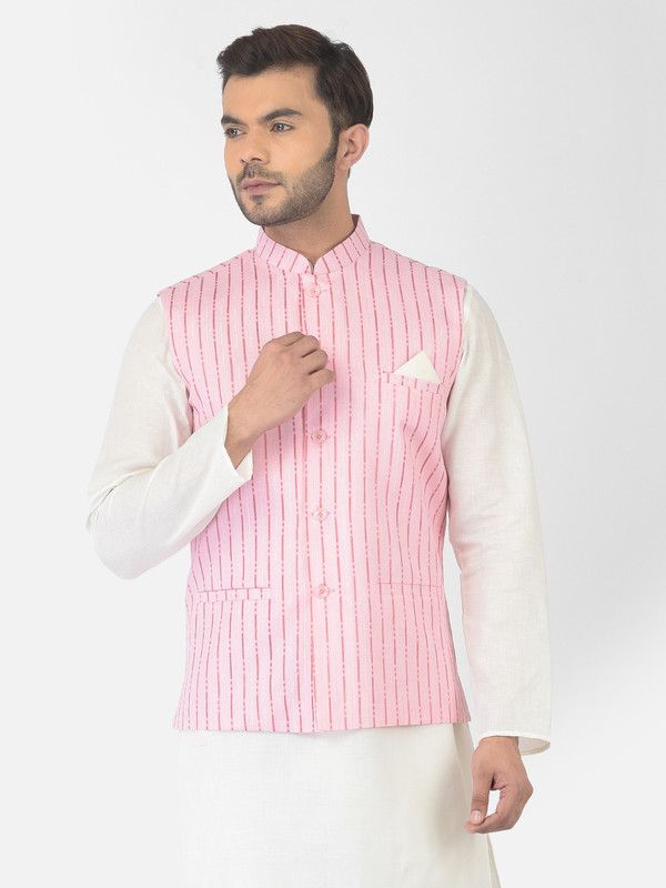 Men Striped Nehru Jacket