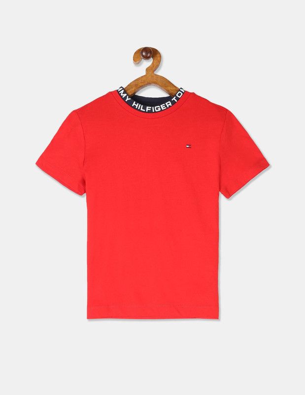 Boys Solid Pure Cotton T Shirt  (Red, Pack of 1)