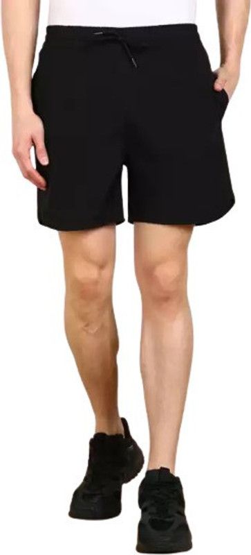 Solid Men Black Sports Shorts, Gym Shorts, Regular Shorts
