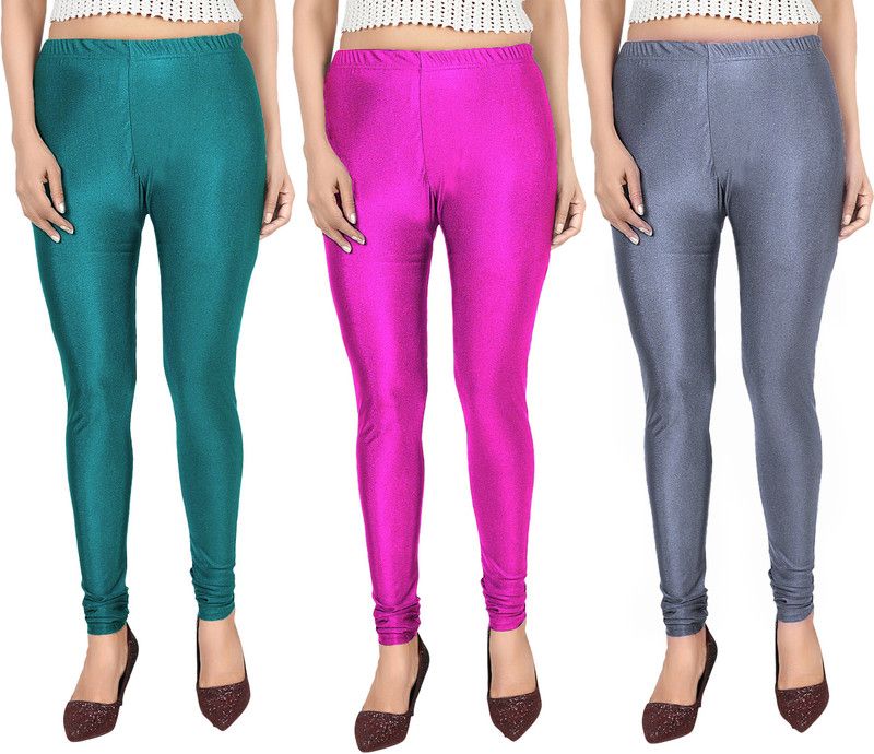 Phase of Trend Churidar Length Western Wear Legging  (Green, Pink, Grey, Solid)