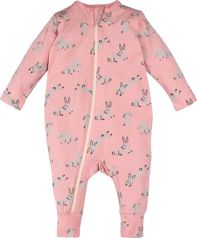 Romper For Girls Casual Printed Cotton Viscose Blend  (Pink, Pack of 1)