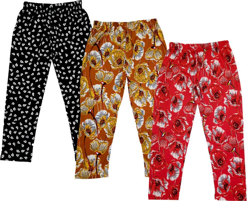 Capri For Girls Casual Floral Print Polyester Blend  (Multicolor Pack of 3)